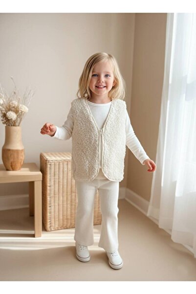 Pinkitokids Hogget Soft Textured Vest-Ecru