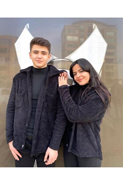 giyimadam16 Unisex 2 Pieces Men's and Women's Winter Plush Jacket & Cardigan