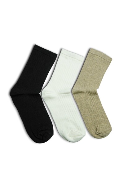 Rumon Cotton Corded Fabric Socks Set of 3 Colored Socks
