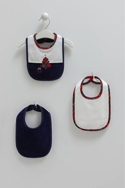 Caramell طقم مريلة مكون من 3 قطع بطابع السنة الجديدة باللون الأزرق الداكن