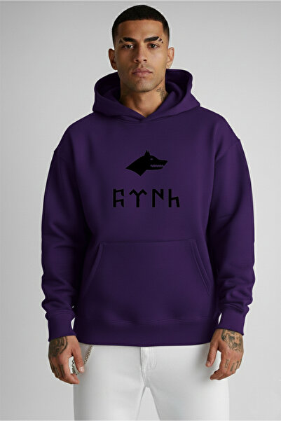 LORVEX Swea tricou Hanorac oversize unisex, 100% bumbac, imprimat BLACK GÖKTÜRK