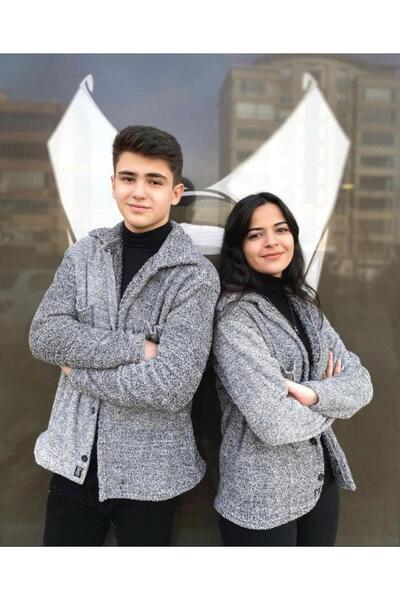 giyimadam16 Unisex 2 Pieces Men's and Women's Winter Plush Jacket & Cardigan