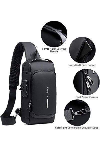 Beytor Men's Anti-Theft Sling Shoulder Bag with USB Charging Port