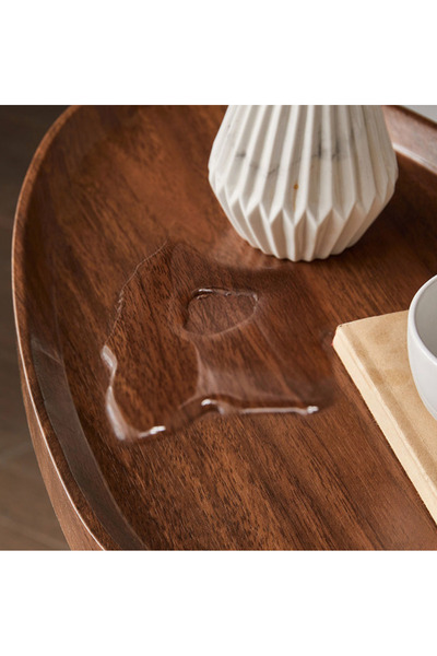 Palma homez Lotus side table with dark brown wooden top and metal base – 45×30×60 cm