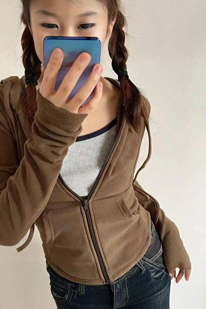 8line Brown 3 Thread Y2K Cardigan Without Shardon