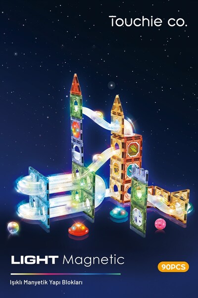 Touchie Co . Işıklı Manyetik mıknatıslı marble run 90 Parça