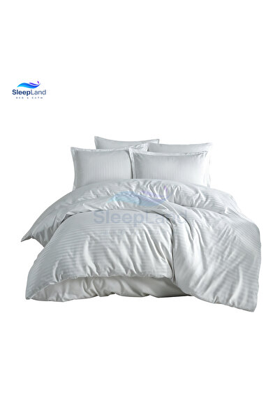 SLEEPLAND Hotel-style mattress pad set, 14 cm high, with mattress protector and hotel-style bedspread, white color.