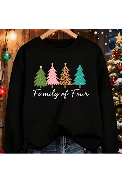 LELVANİ سويت شيرت كريشمس ملون باللون الأسود