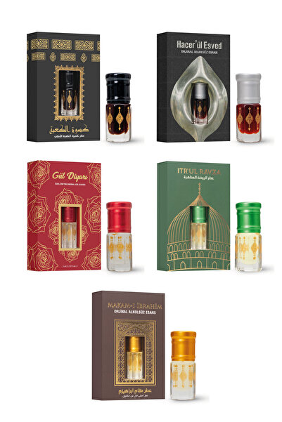 Deniz Elmasları Set original de 5 esențe fără alcool – Hacer'ül Esved, Husă p...