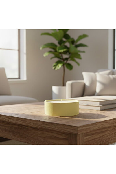 Fiyera Home Sarı Beton Dekoratif İşlevsel Mumluk Sukulentlik