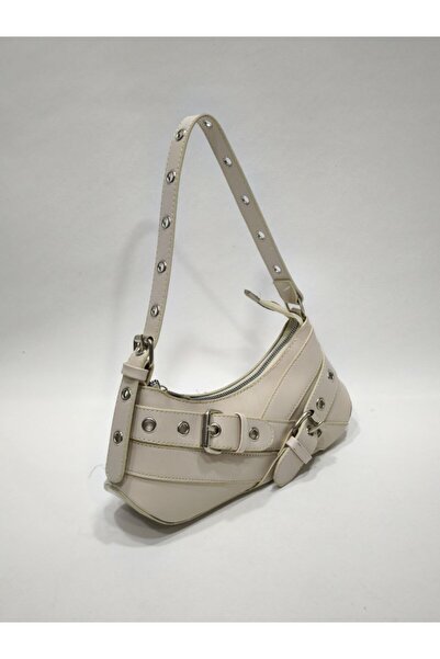 adissa collection Rocker - Buckle Metal Ring Baguette Bag |   Punk Hobo with Silver Accessories