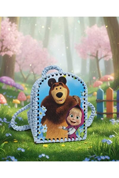 MEN TASARIM Ayı figürlü Örgü Sırt Çantası