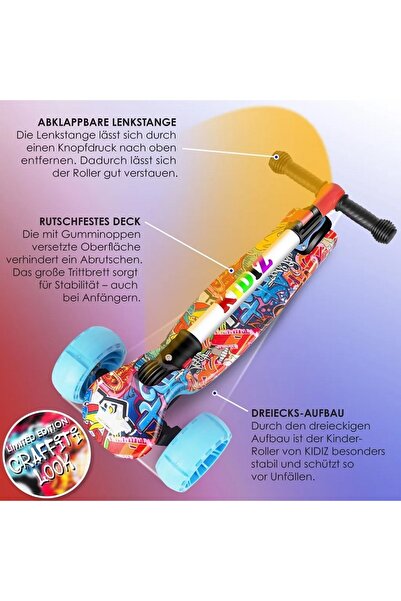Kidiz X-Pro2 Kids Scooter, Three-Wheel Scooter with LED Light-Up Wheels