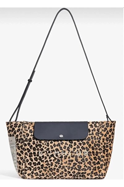 gül sezgin butik Women's Leopard Print Vintage Canvas Covered Shoulder Bag
