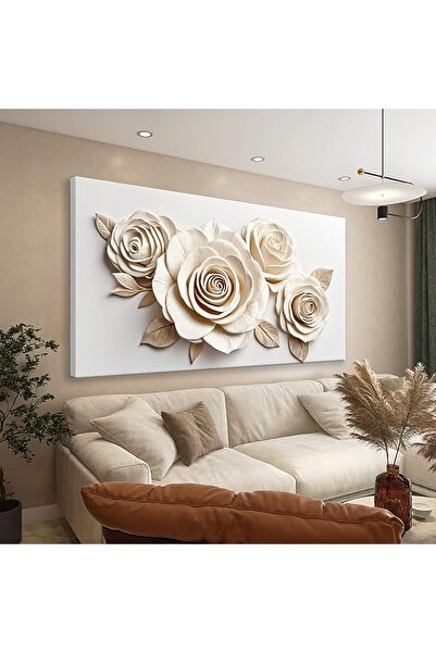 ALAYRA International لوحة فنية جدارية من قماش الزهور البيضاء 60×120 سم، ديكور...