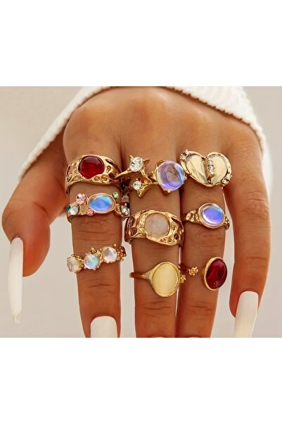 MURASSA BUTİK 9 Parça Lüks Bohem Yüzük Seti