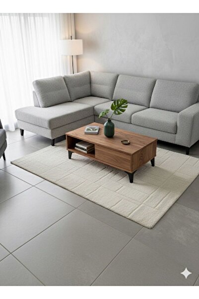 VİNMOB TV ÜNİTELERİ ORTA SEHPA SERVİS SEHPASI (CEVİZ TRAVERTEN BEYAZ)