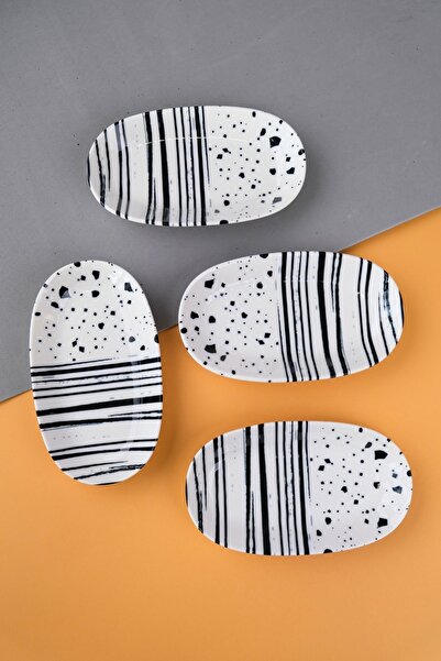 tabakevi Tabak Evi Porcelain Sidereal Oval Boat Plate 19X11X2,50Cm 4 Pieces