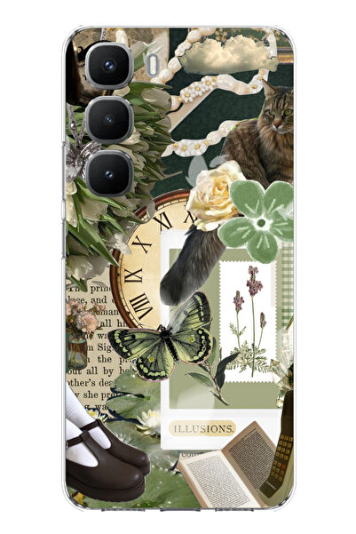 TechTree حافظة سيليكون B مطبوع متوافقة مع هاتف Infinix Hot 60 Pro بتصميم لوحة جمالية خضراء