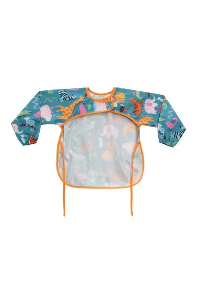 tinyfeed Liquid-Proof Sleeves Food and Activity Bib for Ages 2-4 Zooworld