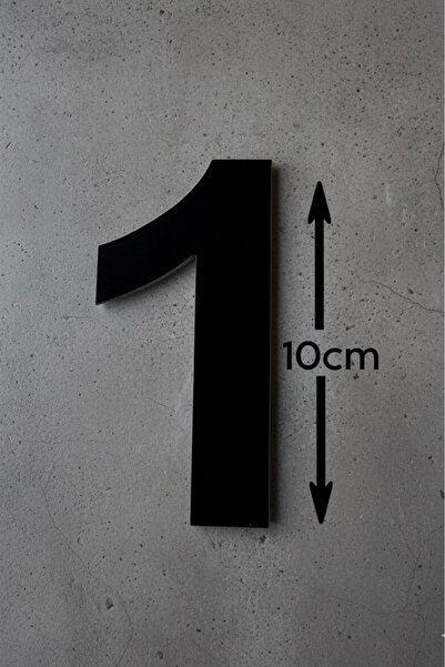 Yalıgraf Reklam Tabela No:1 Kapı Numarası Siyah Pleksi 10cm , Kendinden Yapış...