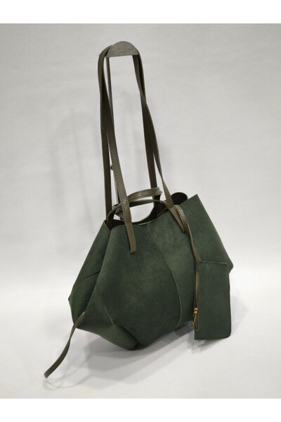 adissa collection حقيبة تسوق من جلد الغزال - حقيبة حمل كبيرة ذات مظهر ناعم من...