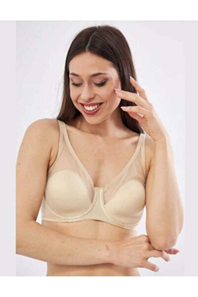 Le Jardin Eliftextile 9200 Kadın Bej Tül Kaplı Soft Cup Sütyen