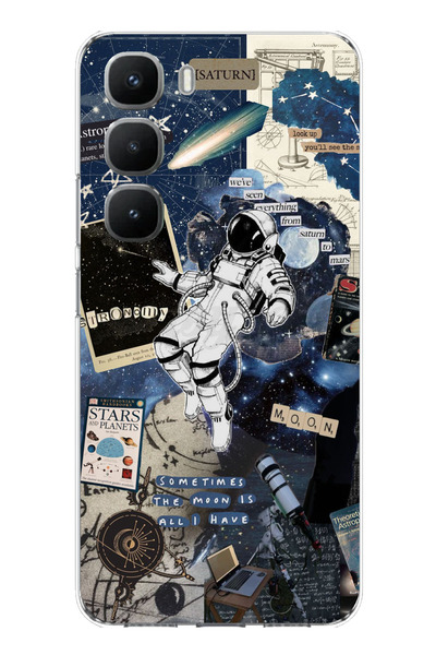 TechTree Infinix Hot 60 Pro Compatible Retro Astronaut Design Designed B Printed Silicone Case