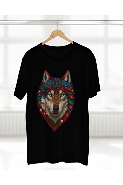 mrmubomen Oversized Mold Cotton Tshirt with Sky Blue Patterned Flag