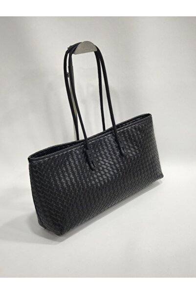 adissa collection Knitted Maxi - Large Shoulder Bag with Woven Pattern |   Drawstring Strap Shopper Tote