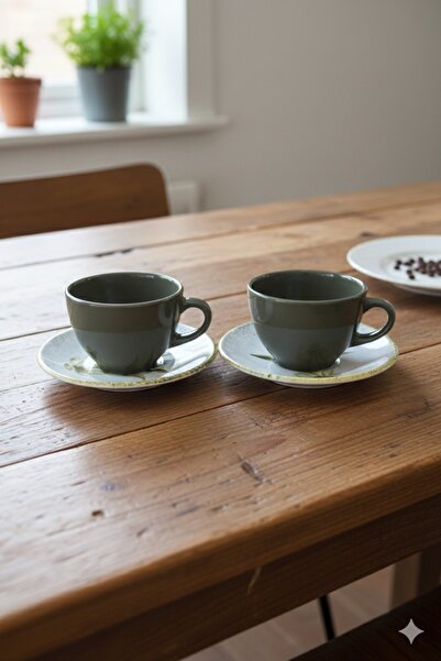 silvia home decor 2’li Seramik Yeşil Çay Fincanı Seti 240 cc