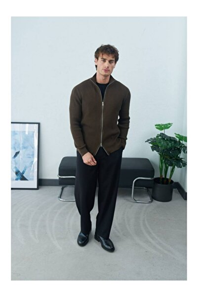 perasttesktil Men's Corded Fabric Double Zipper Cardigan