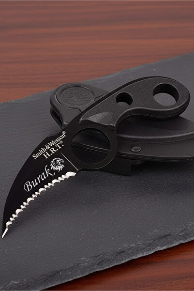 İŞTE BU Kişiye Özel İsimli Kartal Baskılı Tırtıklı Mini Carambit Bıçak 15 cm ...