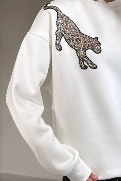 cemo Pul Embroidered Tiger Detailed O Oversized Sweatshirt