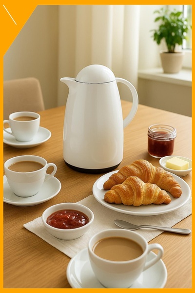 İN3DEX A-7011 Soft Beyaz 1 Litre Çay Kahve Termosu | 12 Saat Sıcak 24 Saat Soğuk