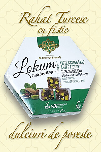 LOKUMCU MEHMET EFENDİ Tatlı bir hikaye Turkish Delight With Double Roasted Pistachios – 250g, Traditional Taste, Delicious, Premium Gift