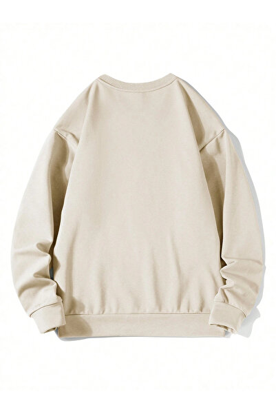 CROFT (3 Yarn) Navy Blue Ba Printed Isiklet Yaka Ov Oversized Weatshirt