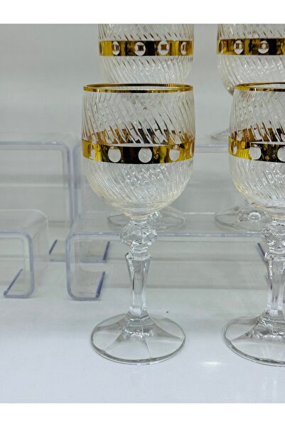 LOKMAN ZÜCCACİYE SHOWROOM 6 Pieces Bohemia Crystal Special Design Gold Gilt C...