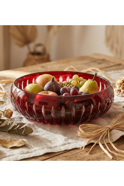 AKDEN STORE Cutting Handicrafts New Year Special Red Bowl 28cm