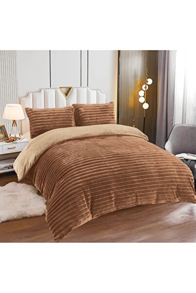 Truva Grup Cocolino Bed Linen with Elastic – 4 Piece Set, Striped Pattern, Ultra Fluffy and Warm