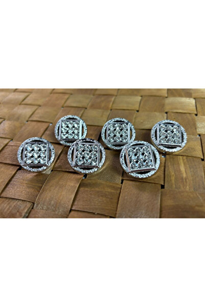 BİGÜMEX Stone Button 34 Size (21.5mm) Silver - 5 Pieces