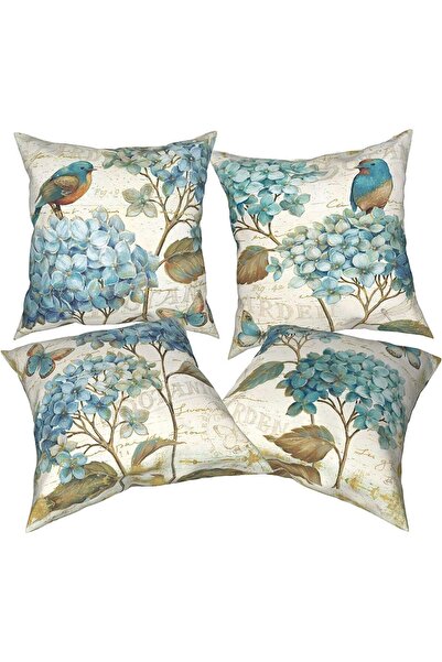 AZONEE Vintage Orchid Butterfly Bird Spring 18x18 Inch Throw Pillow Covers Set of 4