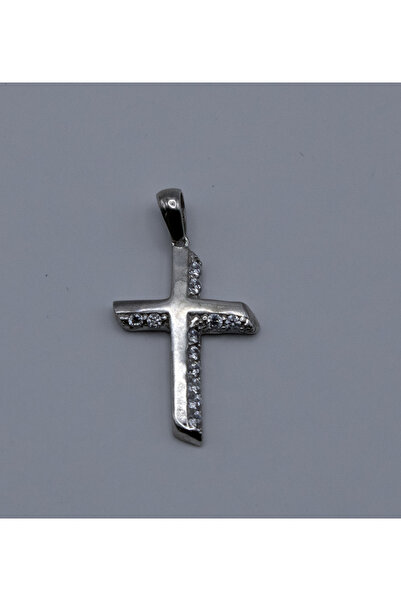 Velvet Pandantiv din argint 925 în formă de cruce modernă cu zirconiu alb – S...