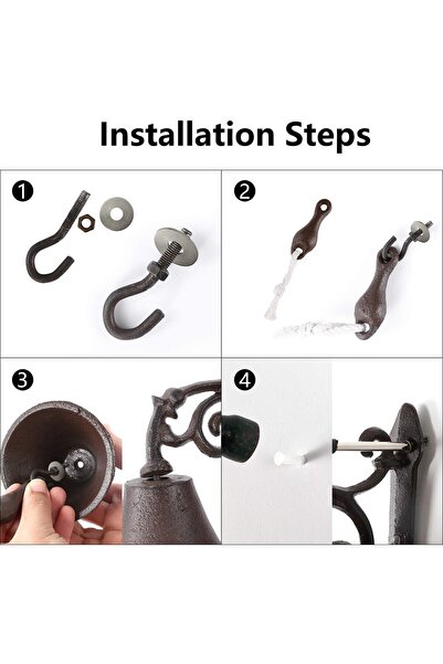 THE WHITE SHOP Outdoor Dinner Bell Rustic Vintage Cast Iron Wall Mounted Door Bell