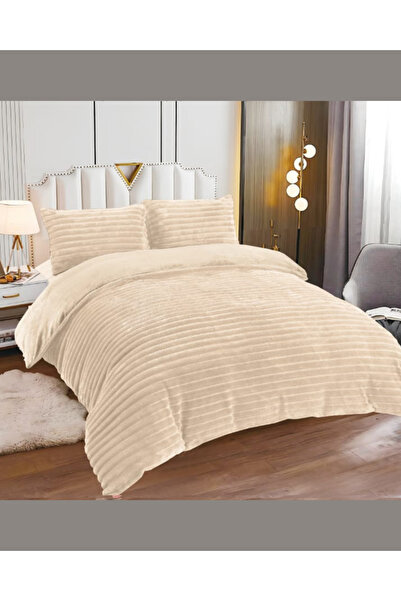 Truva Grup Cocolino Bed Linen with Elastic – 4 Piece Set, Striped Pattern, Ultra Fluffy and Warm