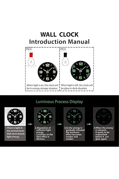 X SPRING Luminous Wall Clock, 30cm Large Light Up Clock with Clear Numbers