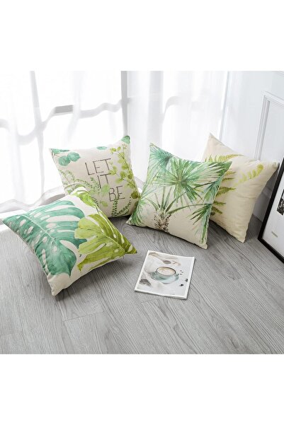 YHRY Green Plants Throw Pillow Covers Set of 4 - 18x18 in Waterproof Green Leaf Pattern