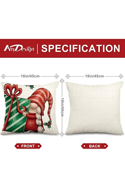 AnyDesign Christmas Pillow Covers Set of 4, 18 x 18 Inch, Red/Green (AD0604)