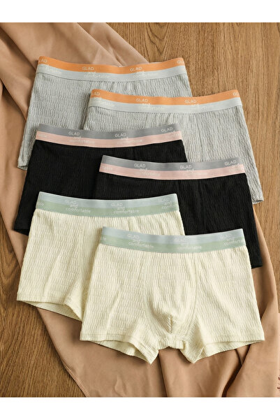 inkarix 6-Piece Mixed Color Men's Boxer Glad and Comfortable Anti-Sweat Breathable Cotton Boxer