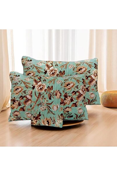 Generic Modern Brown & Green Floral Decorative Pillowcases – Queen 50x70 cm (Pack of 2)